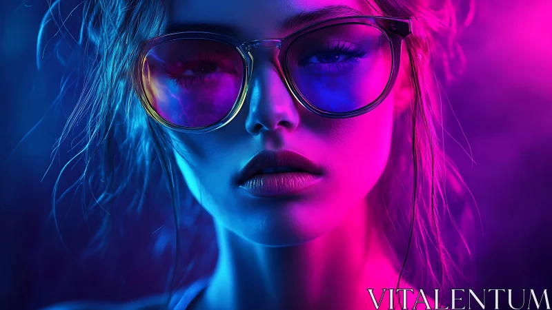Neon daydream slips through mirrored glasses and sharp shadows
