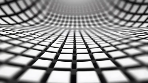 Abstract 3D Wave of Black and White Cubes in Futuristic Style.