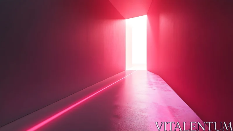Neon pink tunnel opens into a glowing white doorway of light