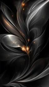 Starlit obsidian petals curl around molten silver light.