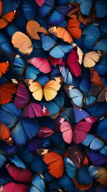 Vibrant butterfly collage with deep blue background focus.