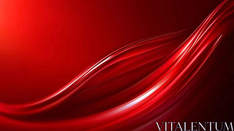 Glossy Red Abstract Waves on Smooth Gradient Background.