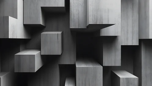 Geometric Concrete Maze of Light and Shadow.