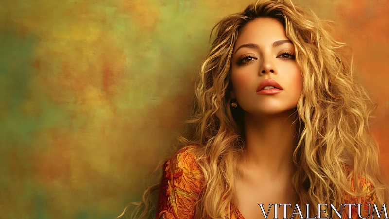 Sunlit portrait of a golden-haired woman in warm tones.