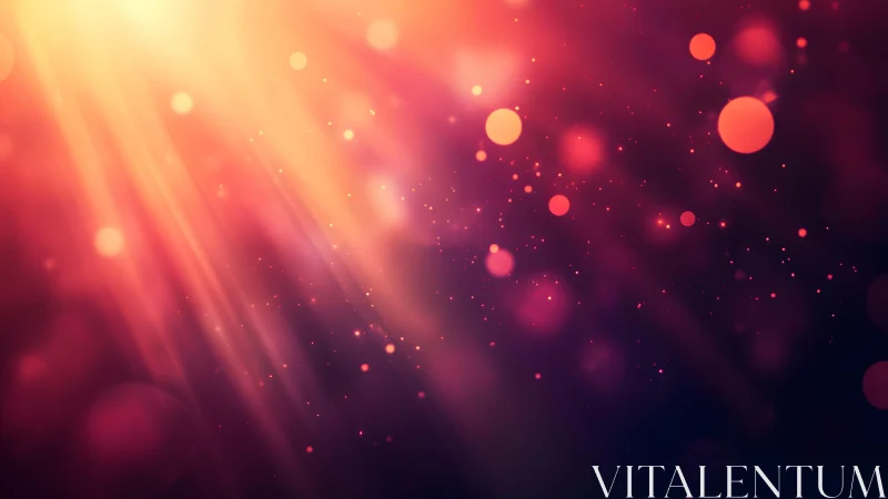 Glowing Abstract Light Rays and Bokeh in Warm Tones Digital Art.