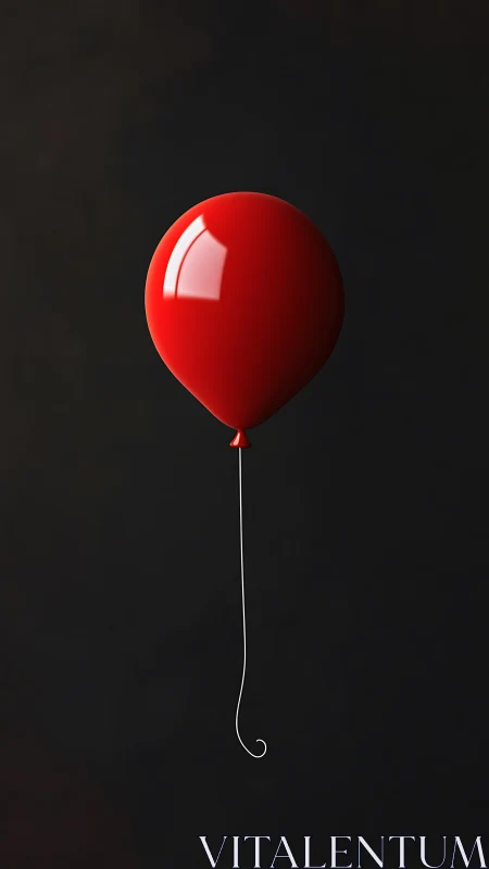 Red balloon with glossy highlights on deep black field.
