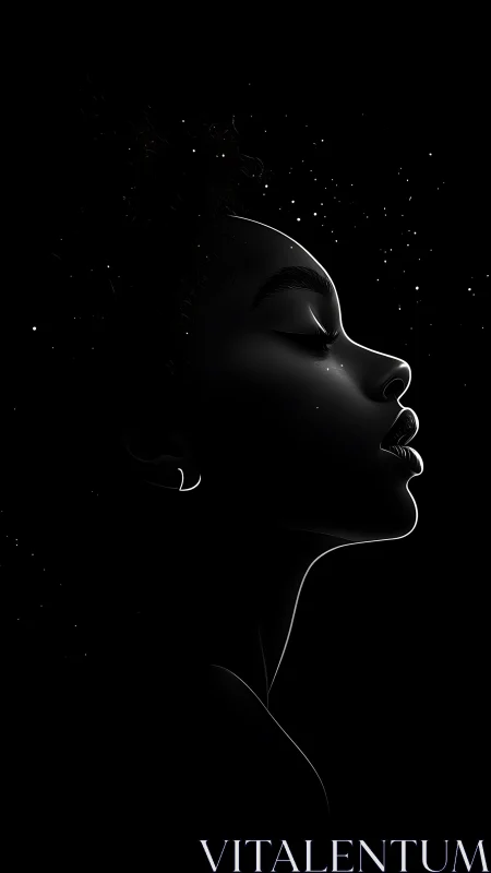 Silent starlit profile glowing gently against the night.