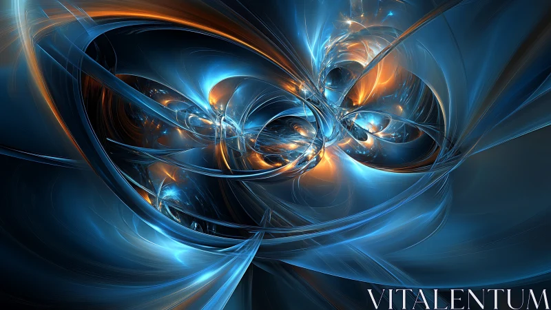 Fractal energy ribbons twist around luminous blue and orange cores