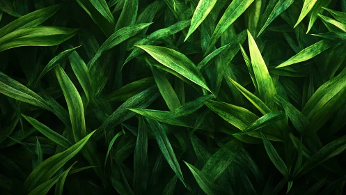 Green blades whisper quietly in a woven digital forest