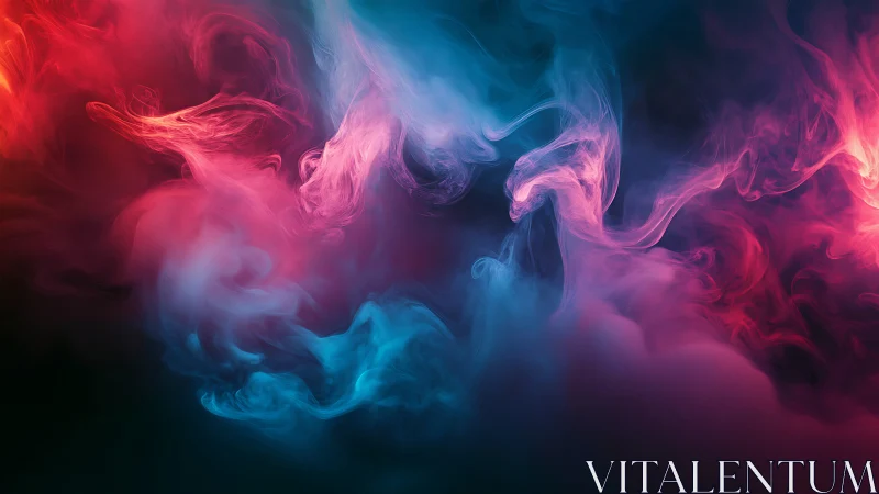 Bicolored volumetric smoke forms merge in a cinematic gradient