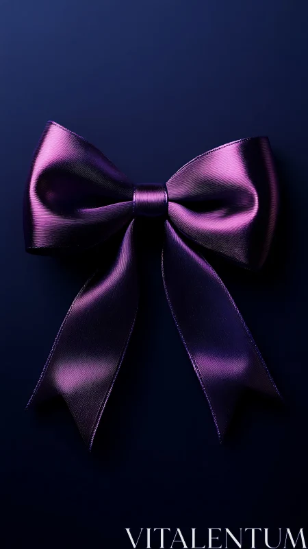 Purple Ribbon Bow on Dark Background.