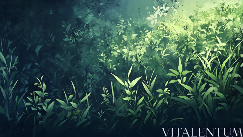 Luminous Verdant Canopy: Layered Botanical Depth Rendering.
