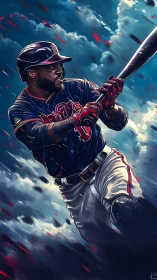 Storm-swing slugger carving lightning arcs through skyward dust.