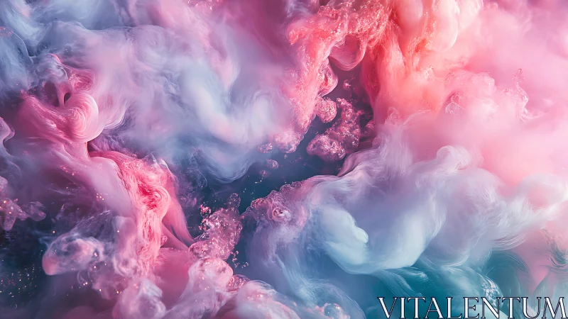 Pink and blue abstract fluid clouds in soft motion.