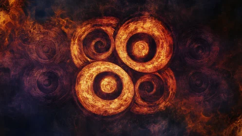 Glowing Spiral Circles in Dark Fire.