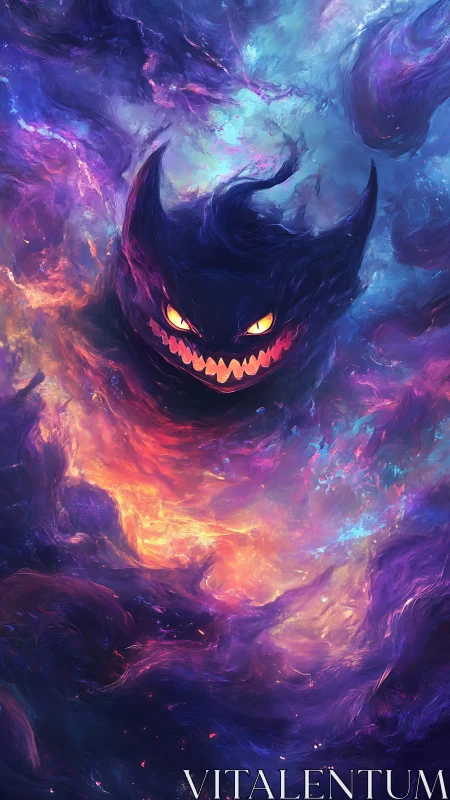 Demonic nebula entity emerges from swirling cosmic flames