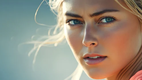 Sunlit close-up portrait renders hyperreal facial intensity