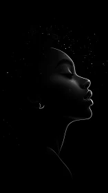 Silent starlit profile glowing gently against the night.