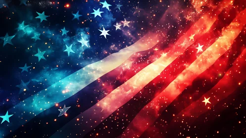 Cosmic reinterpretation of the American flag in luminous nebulae