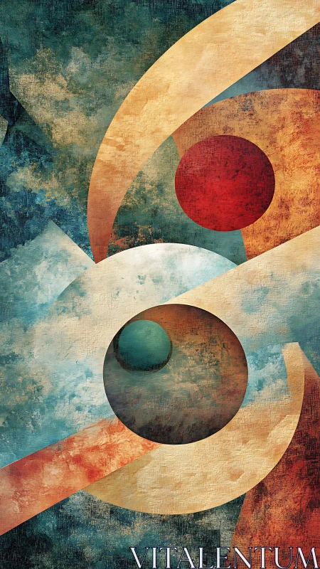 Layered geometric orbits intersect textured celestial spheres