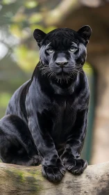 Black Panther Portrait Study: Piercing Emerald Gaze at Rest. Professional Wildlife Photography.