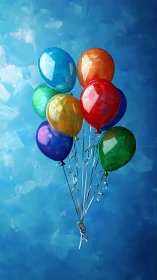 Six Luminescent Balloons Ascending Through Cerulean Dreams.