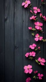 Pink Floral Cascades on Weathered Timber.