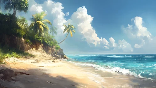 Paradise Cliff Embraces Turquoise Waves and Golden Sand