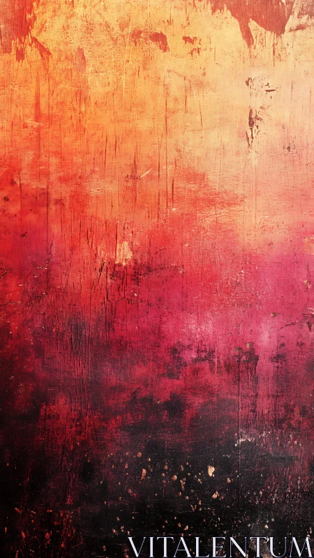 Textured gradient wall in warm red and black tones.