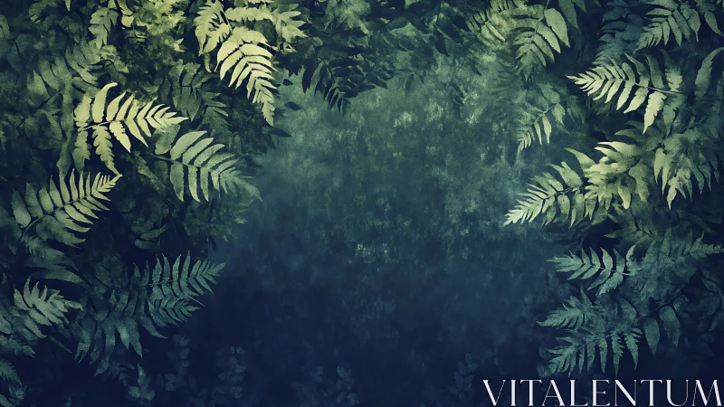 Digital foliage border frames central textured green void