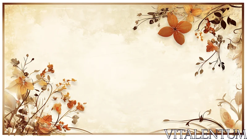 Soft autumn blooms frame a cozy blank space for gentle words