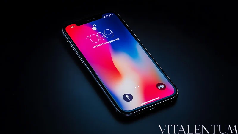 Angled iPhone X Display: Vibrant OLED Screen with Dynamic Gradient Interface