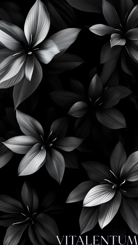 Monochromatic Floral Composition with High-Contrast Illumination and Precise Petal Delineation