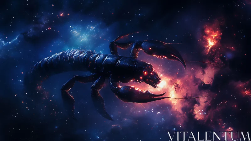 Celestial scorpion drifts through nebula-bloomed starlight.