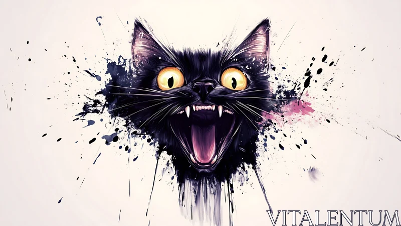 Wild splash of black cat energy bursting to life.