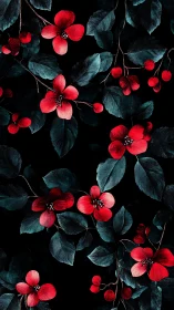 Red Blossoms Dancing Through Twilight Beauty.