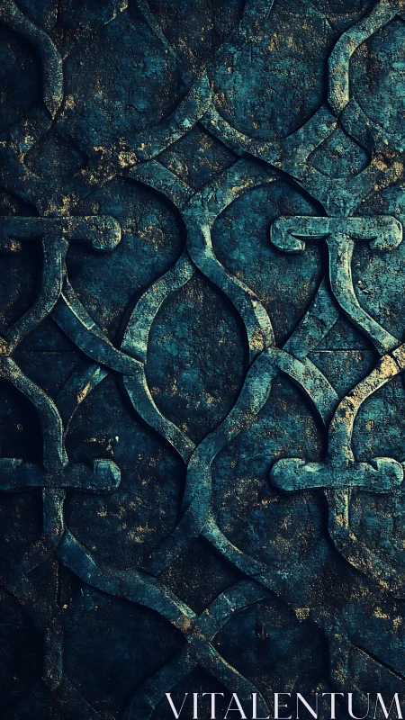 Weathered teal lattice pattern with softly glowing depth.