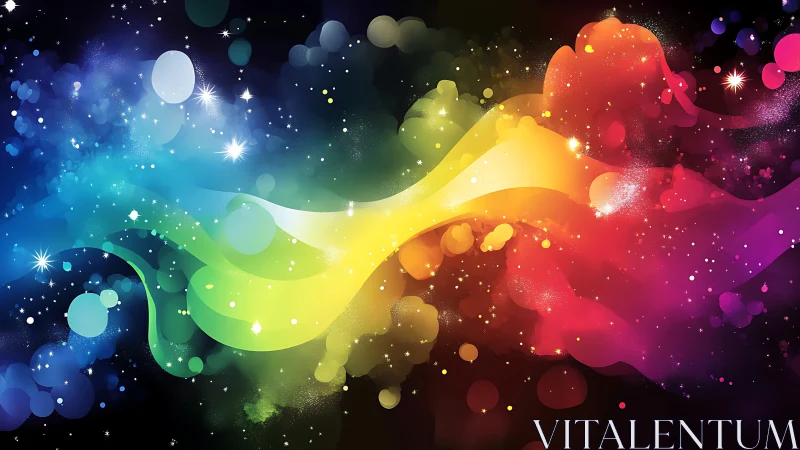 Colorstream comet curls through a sparkling digital cosmos