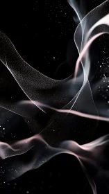 Abstract light trails and dust particles on black background.