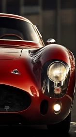 Scarlet vintage speedster poised like a prowling predator.