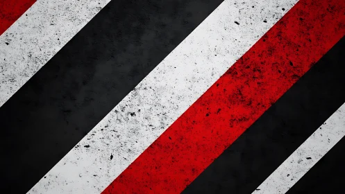 Diagonal red and white stripes scrape boldly through black