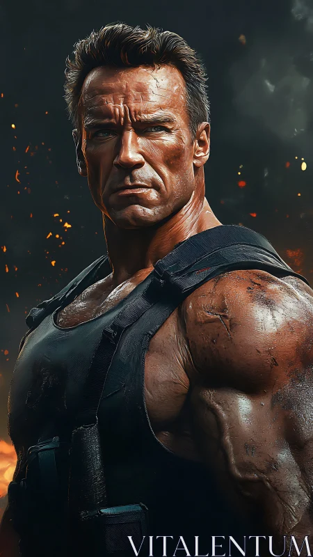 Battle-hardened warrior portrait in cinematic rim lighting.