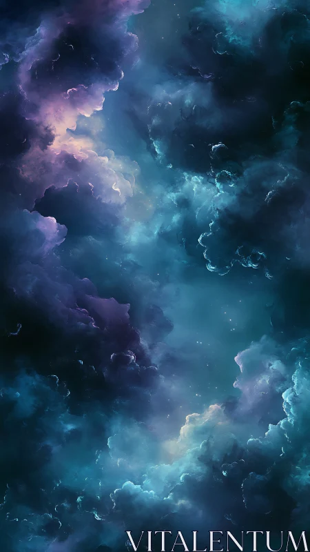 Dreamy cosmic clouds in a soothing night sky gateway.