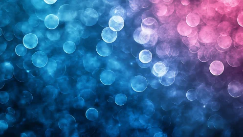 Abstract bokeh background in blue and pink gradient digital style.