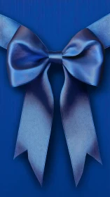 Blue Silk Bow on Deep Blue Textured Background.