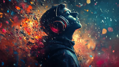 Sound-dreamed youth dissolves into neon music embers.