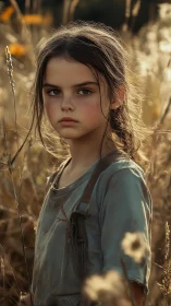 Young dreamer stands resolute through golden wheat fields at dusk