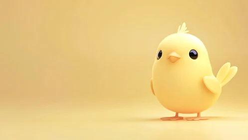Cheerful Yellow Chick Character in Soft Studio Light.