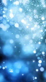 Defocused blue bokeh field with layered luminous particle clusters