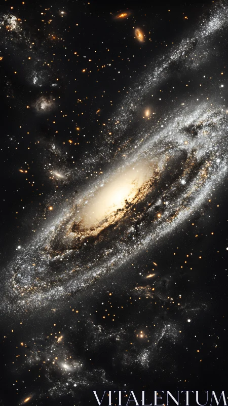 Spiral galaxy pirouettes through star-salted cosmic dusk